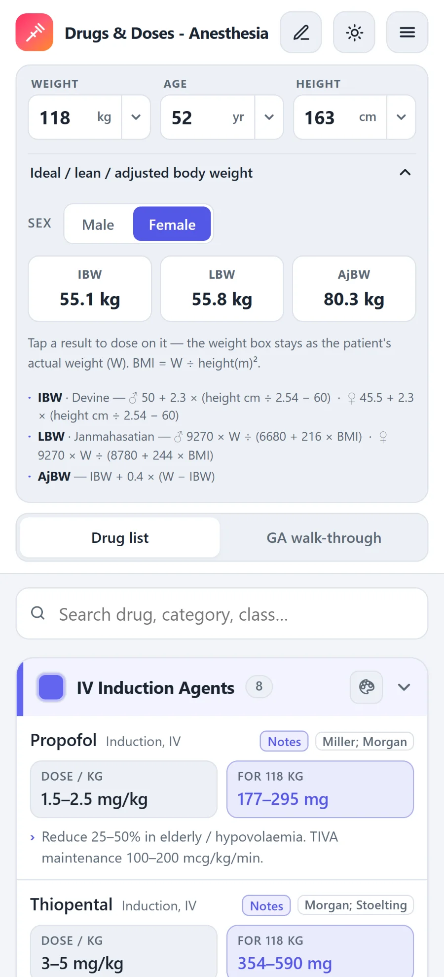 Ideal, lean and adjusted body weight calculator